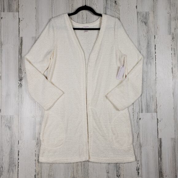 NWT Ambrielle Pristine Ivory Super Soft Open Front House Coat Women's Size Small - Picture 2 of 12